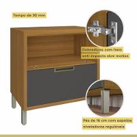 Balcão Para Cozinha 1 Porta 1 Gaveta Imperatriz Nesher Móveis Freijó/grafite - 7