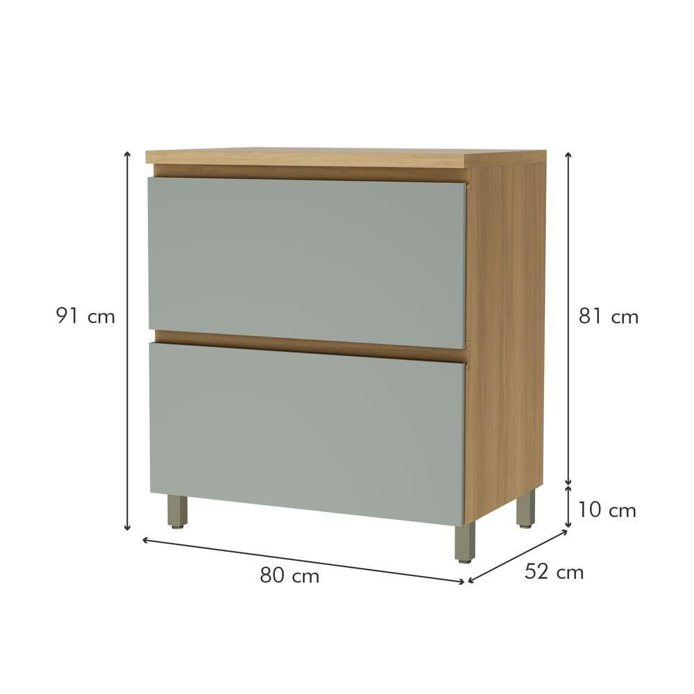 Balcão 1 Porta Basculante 1 Gaveta 80cm 100% Mdf Rainha Nature/verde - 2