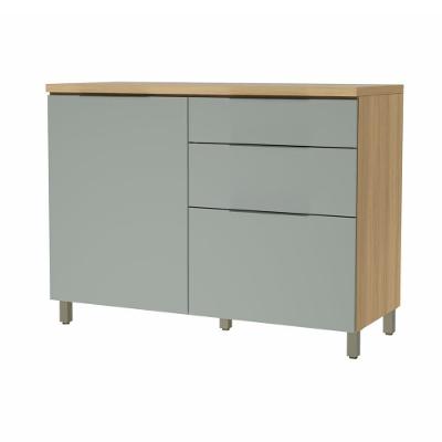 Balcão 1 Porta 3 Gavetas 120cm 100% Mdf Marquesa Nature/verde