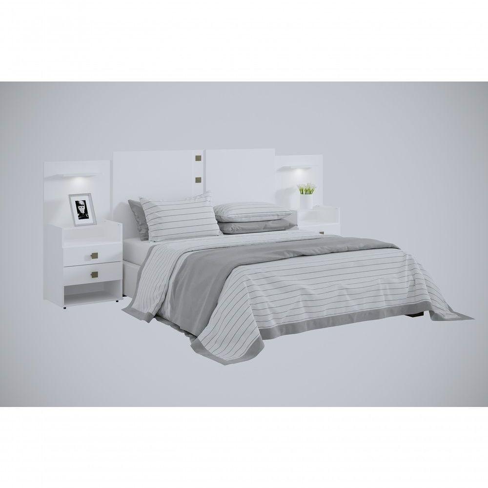 Cabeceira Casal-queen 1,40-1,60m Rubi Extensível Com 2 Mesas De Cabeceira - D Doro - 1