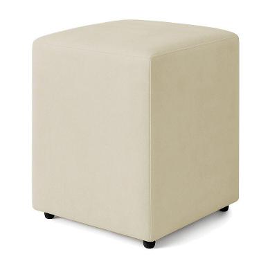Puff Quadrado Decorativo Sienna Veludo - 7 Decor Bege