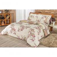 Edredom Percal 180 Fios Requinte Gran Moratta 2,80m X 2,40m 1 Peça - 80% Algodão 20% Poliéster - Floral Cáqui - 1