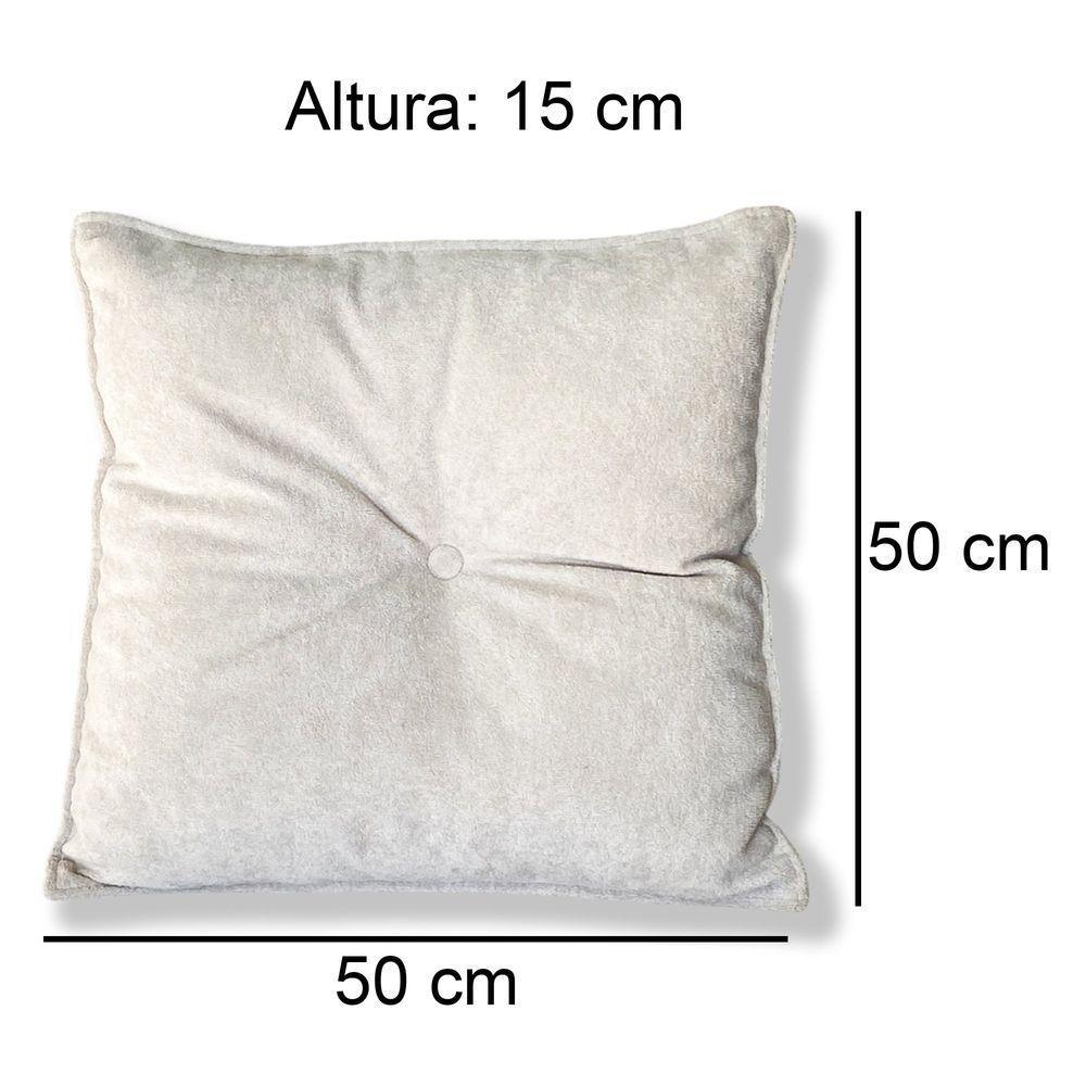 Kit 2 Almofadas Quadradas Tina Com Botão Central 50x50 Cm Veludo - 7 Decor Bege - 3