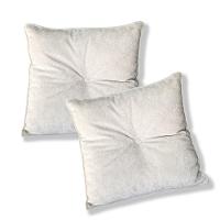 Kit 2 Almofadas Quadradas Tina Com Botão Central 50x50 Cm Veludo - 7 Decor Bege - 1