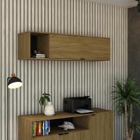 Armário Aéreo Com nicho E Porta Basculante 35x135x35cm Wlnp135 Vermont Oak - Preto - 2