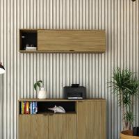 Armário Aéreo Com nicho E Porta Basculante 35x135x35cm Wlnp135 Vermont Oak - Preto