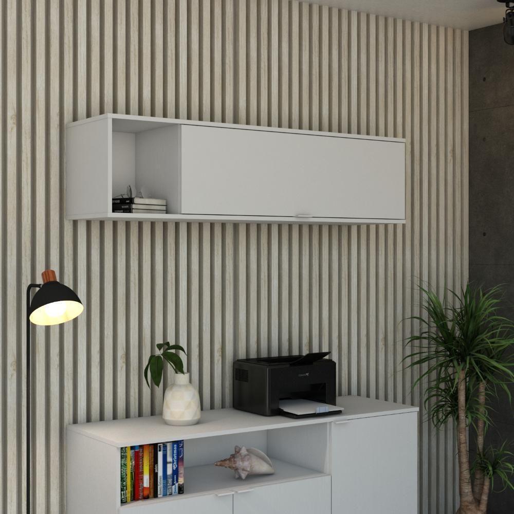 Armário Aéreo Com nicho E Porta Basculante 35x135x35cm Wlnp135 Branco Chess - 2