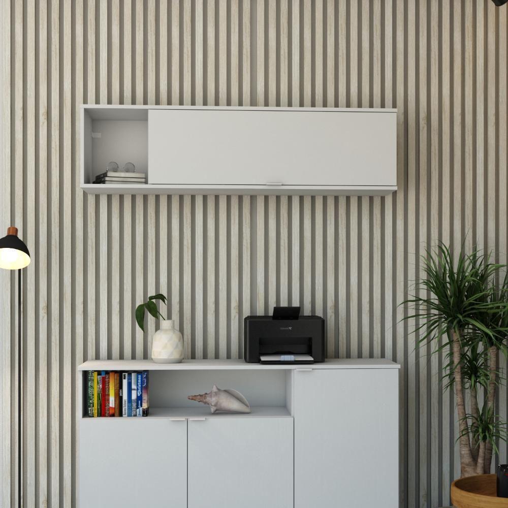 Armário Aéreo Com nicho E Porta Basculante 35x135x35cm Wlnp135 Branco Chess - 4