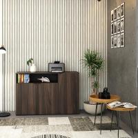 Armário Aparador Com 03 Portas E Nicho 89,5x135x42cm Wlap135 Nogal - Preto