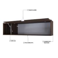 Armário Aéreo Com nicho E Porta Basculante 35x135x35cm Wlnp135 Nogal - Branco - 3