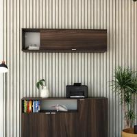 Armário Aéreo Com nicho E Porta Basculante 35x135x35cm Wlnp135 Nogal - Branco