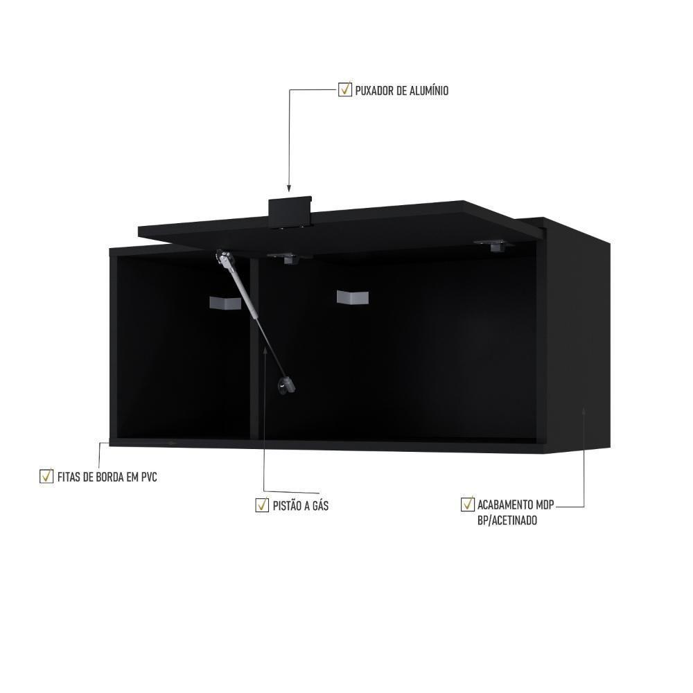 Armário Aéreo Com nicho E Porta Basculante 35x80x35cm Wlnp80 Preto Tx - 3