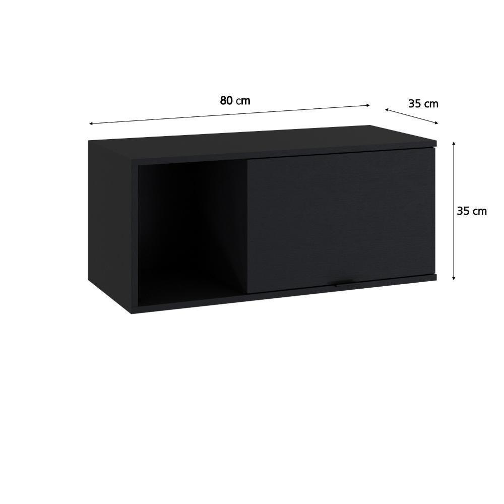 Armário Aéreo Com nicho E Porta Basculante 35x80x35cm Wlnp80 Preto Tx - 6