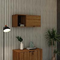 Armário Aéreo Com nicho E Porta Basculante 35x80x35cm Wlnp80 Lâmina Mel - Preto - 2