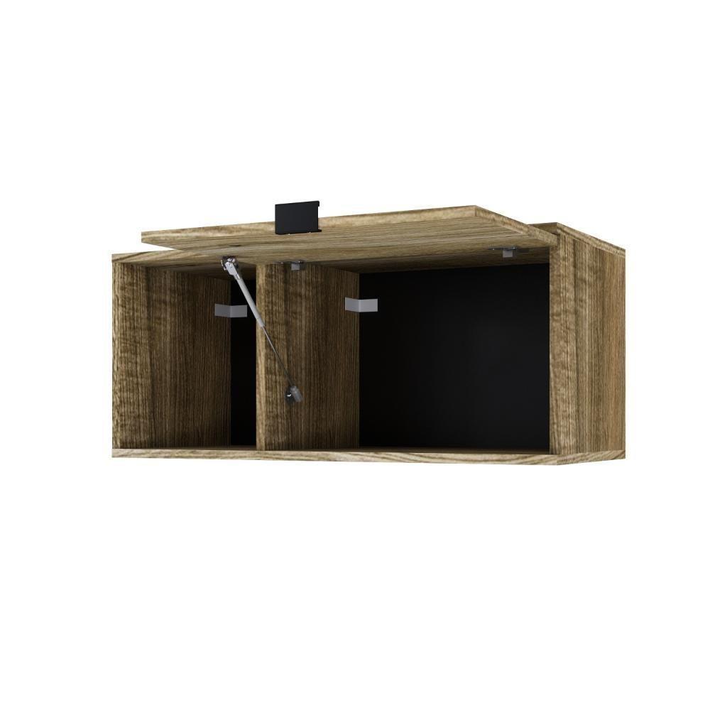 Armário Aéreo Com nicho E Porta Basculante 35x80x35cm Wlnp80 Carvalho - Preto - 5