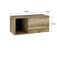 Armário Aéreo Com nicho E Porta Basculante 35x80x35cm Wlnp80 Carvalho - Preto - 6