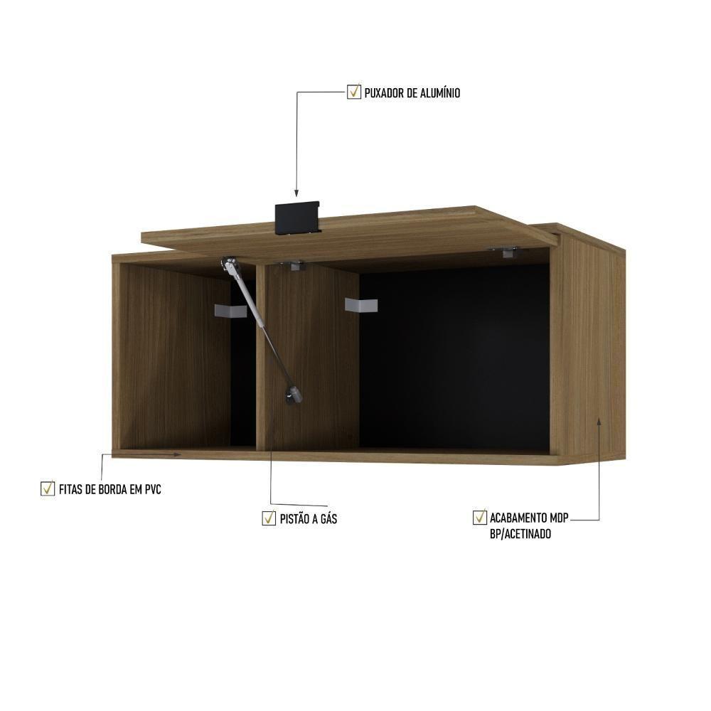 Armário Aéreo Com nicho E Porta Basculante 35x80x35cm Wlnp80 Vermont Oak - Preto - 4