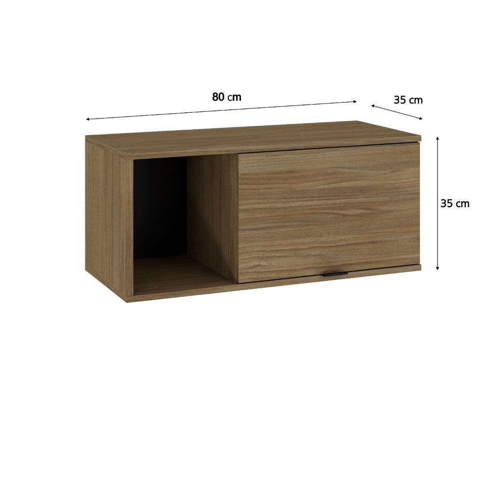 Armário Aéreo Com nicho E Porta Basculante 35x80x35cm Wlnp80 Vermont Oak - Preto - 6