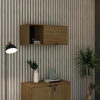 Armário Aéreo Com nicho E Porta Basculante 35x80x35cm Wlnp80 Vermont Oak - Preto - 3