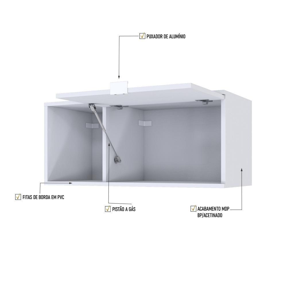 Armário Aéreo Com nicho E Porta Basculante 35x80x35cm Wlnp80 Branco Tx - 3