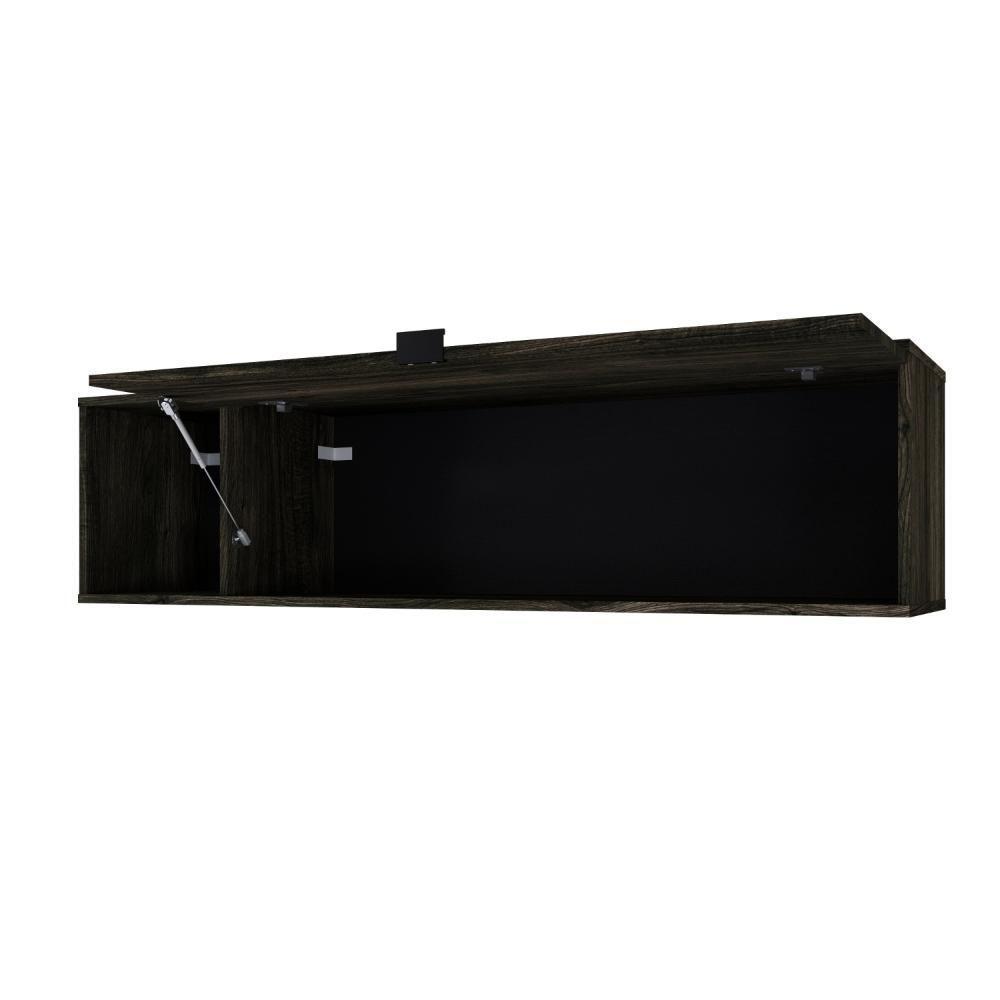 Armário Aéreo Com nicho E Porta Basculante 35x135x35cm Wlnp135 Carvalho Dark - Preto - 5