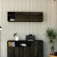 Armário Aéreo Com nicho E Porta Basculante 35x135x35cm Wlnp135 Carvalho Dark - Preto