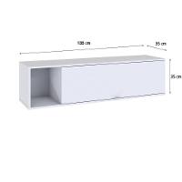 Armário Aéreo Com nicho E Porta Basculante 35x135x35cm Wlnp135 Branco Tx