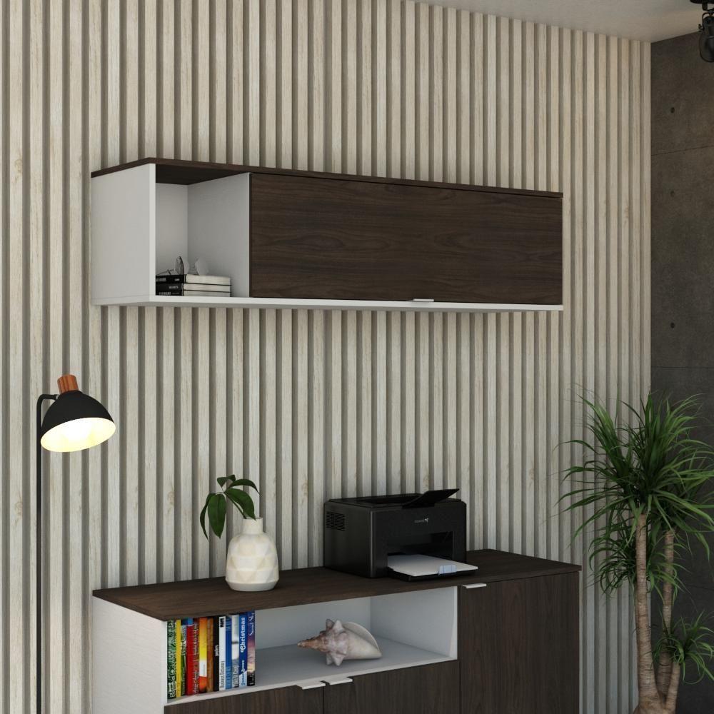 Armário Aéreo Com nicho E Porta Basculante 35x135x35cm Wlnp135 Com terracota - 2