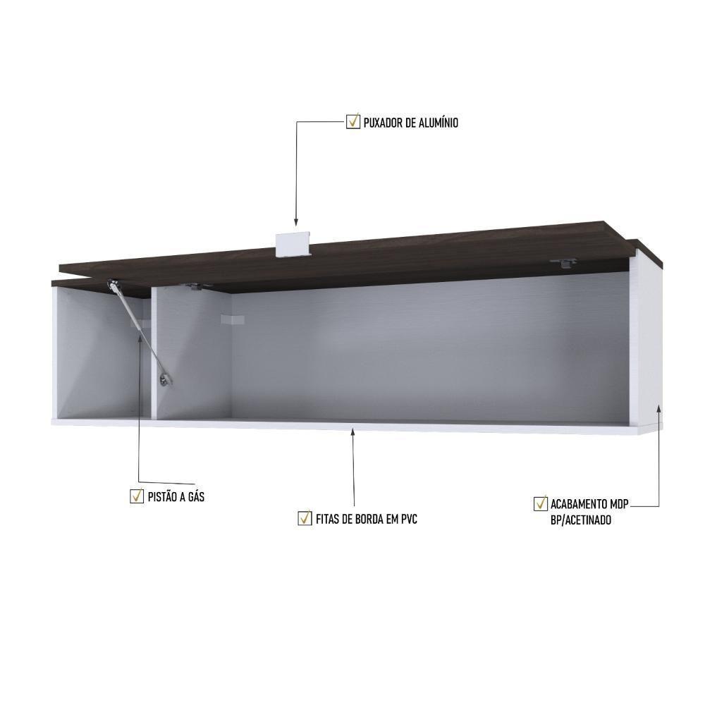 Armário Aéreo Com nicho E Porta Basculante 35x135x35cm Wlnp135 Com terracota - 3