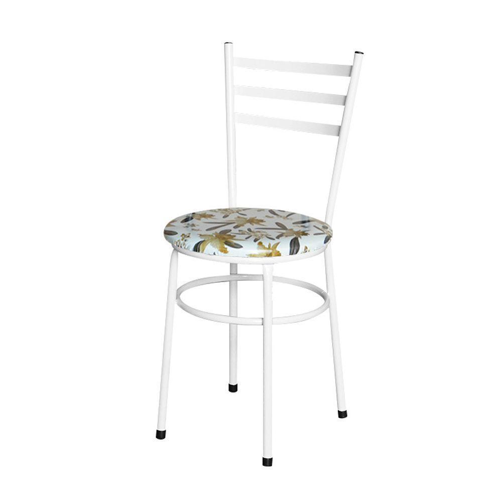 Conjunto 4 Cadeiras Epóxi Branca Para Cozinha Assento Estampado Floral Orquídea - 3