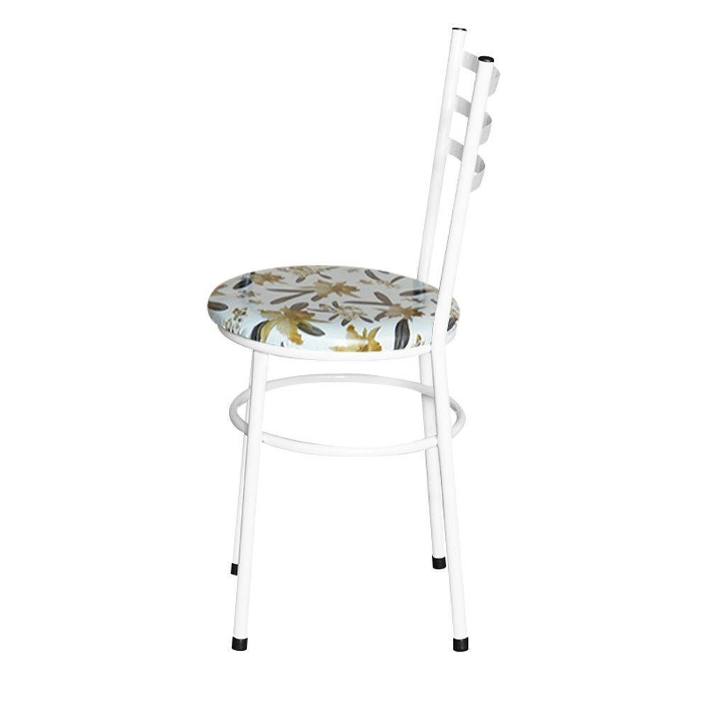 Conjunto 4 Cadeiras Epóxi Branca Para Cozinha Assento Estampado Floral Orquídea - 5