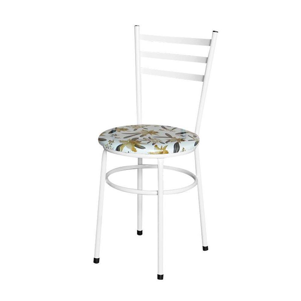 Conjunto 4 Cadeiras Epóxi Branca Para Cozinha Assento Estampado Floral Orquídea - 6