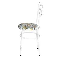 Conjunto 4 Cadeiras Epóxi Branca Para Cozinha Assento Estampado Floral Orquídea - 5