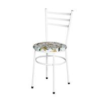 Conjunto 4 Cadeiras Epóxi Branca Para Cozinha Assento Estampado Floral Orquídea - 6