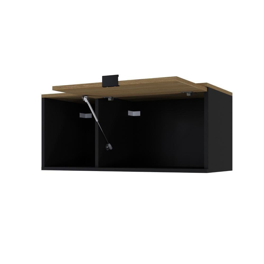 Armário Aéreo Com nicho E Porta Basculante 35x80x35cm Wlnp80 Preto Tx Com vermont Oak - 3