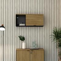 Armário Aéreo Com nicho E Porta Basculante 35x80x35cm Wlnp80 Preto Tx Com vermont Oak - 2