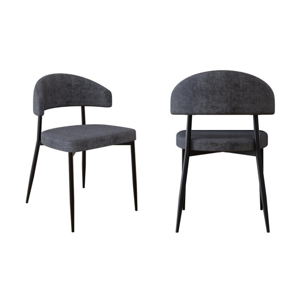 2 Unidades Cadeira Bless Fixa C/4 Pés 53 X 55 X 78cm. Lautrec Grafite Lautrec Grafite - 1