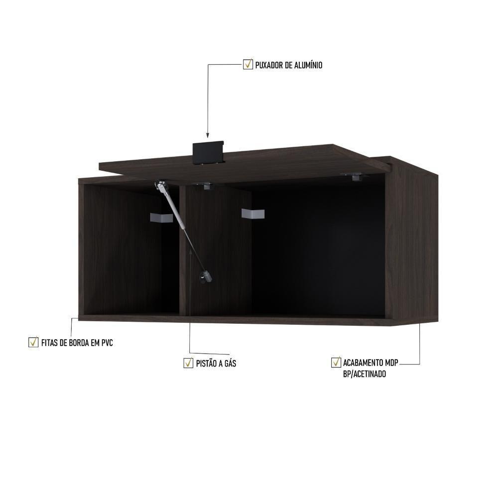 Armário Aéreo Com nicho E Porta Basculante 35x80x35cm Wlnp80 Terracota - Preto - 3