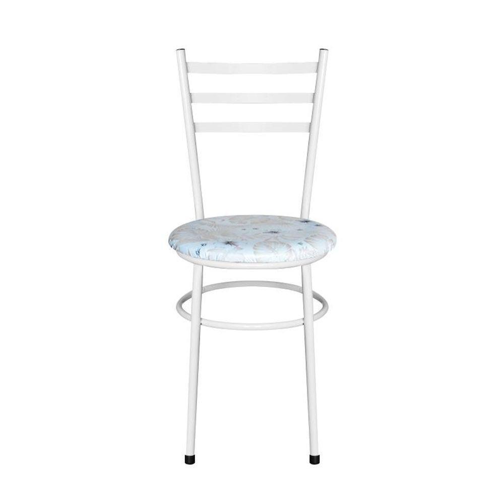 Conjunto 4 Cadeiras Epóxi Branca Para Cozinha Assento Estampado Floral Areia - 3