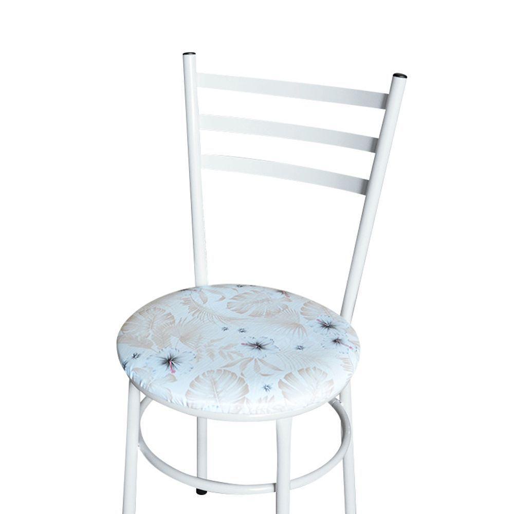 Conjunto 4 Cadeiras Epóxi Branca Para Cozinha Assento Estampado Floral Areia - 9