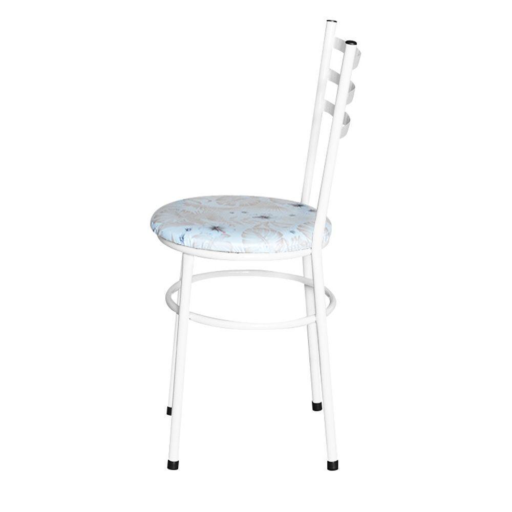 Conjunto 4 Cadeiras Epóxi Branca Para Cozinha Assento Estampado Floral Areia - 10