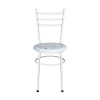 Conjunto 4 Cadeiras Epóxi Branca Para Cozinha Assento Estampado Floral Areia - 3