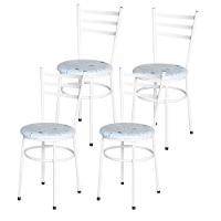 Conjunto 4 Cadeiras Epóxi Branca Para Cozinha Assento Estampado Floral Areia - 7