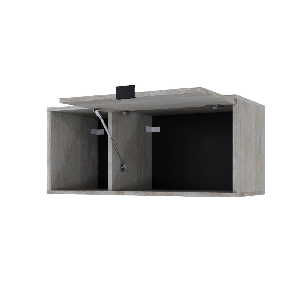 Armário Aéreo Com nicho E Porta Basculante 35x80x35cm Wlnp80 Snow - Preto - 5