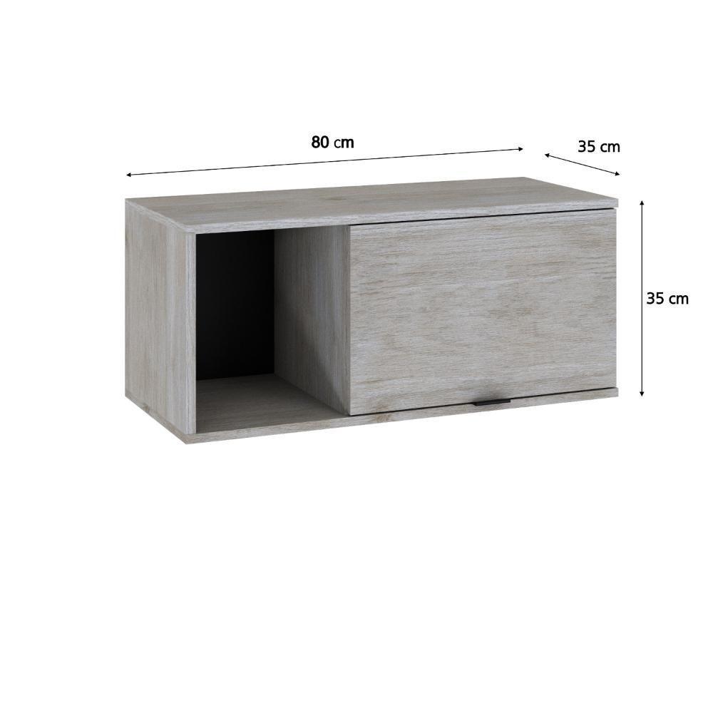 Armário Aéreo Com nicho E Porta Basculante 35x80x35cm Wlnp80 Snow - Preto - 6