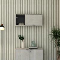 Armário Aéreo Com nicho E Porta Basculante 35x80x35cm Wlnp80 Snow - Preto