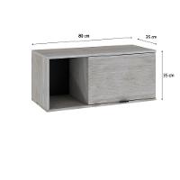 Armário Aéreo Com nicho E Porta Basculante 35x80x35cm Wlnp80 Snow - Preto - 6