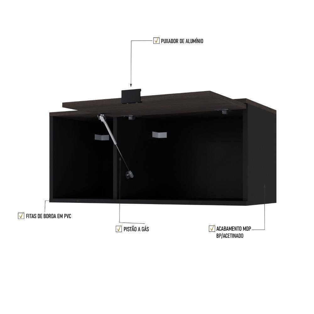 Armário Aéreo Com nicho E Porta Basculante 35x80x35cm Wlnp80 Preto Tx Com terracota - 3