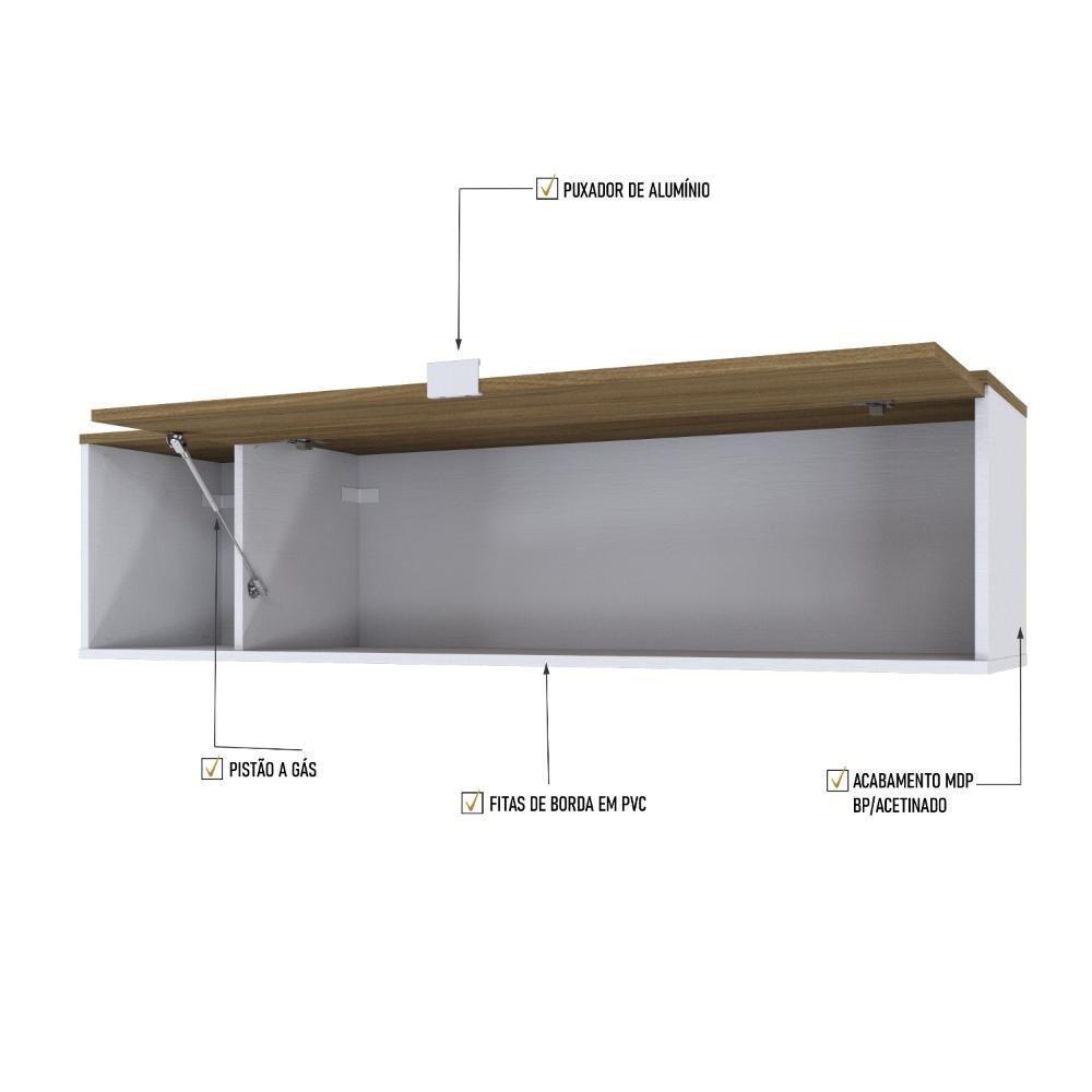 Armário Aéreo Com nicho E Porta Basculante 35x135x35cm Wlnp135 Com vermont Oak - 3