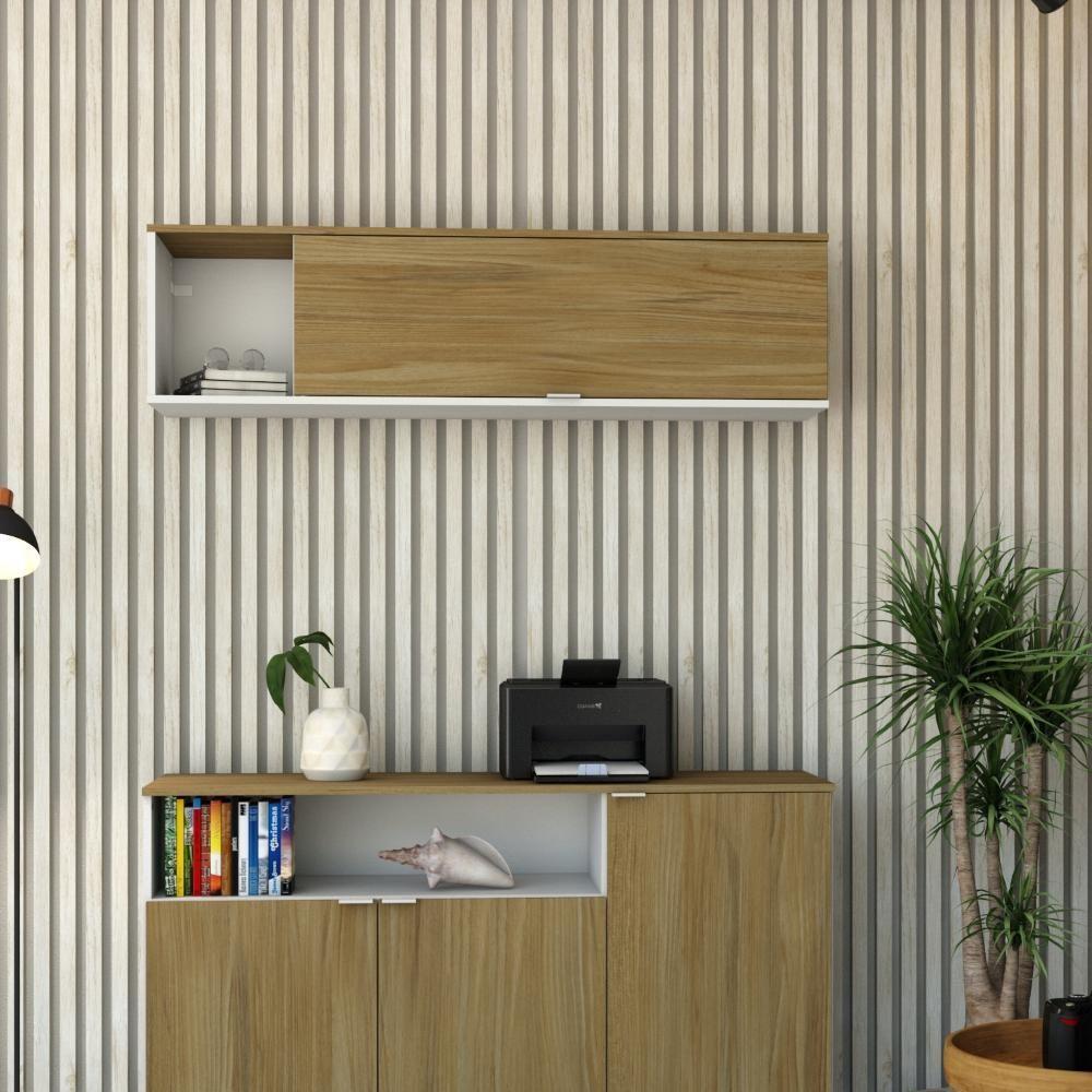 Armário Aéreo Com nicho E Porta Basculante 35x135x35cm Wlnp135 Com vermont Oak - 4